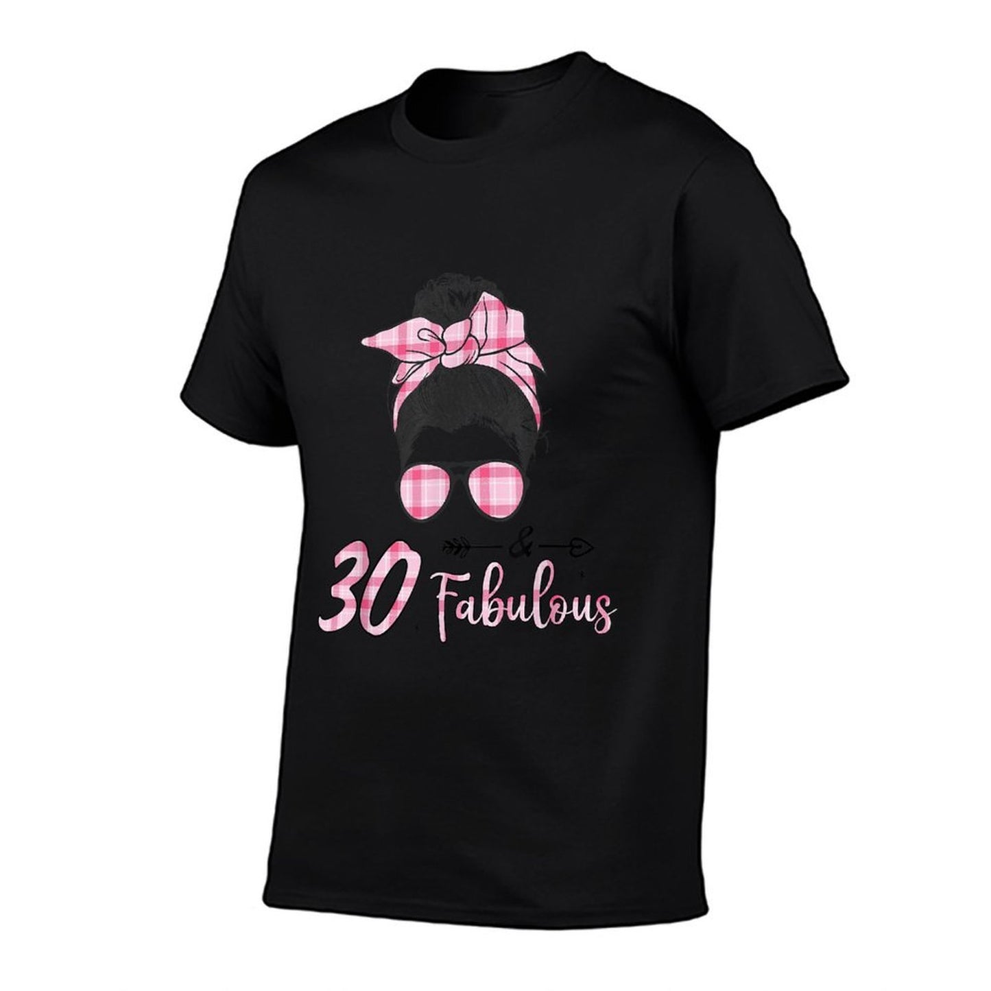 30 & Fabulous Pink Messy Bun 30th Birthday  Lightweight T-Shirt