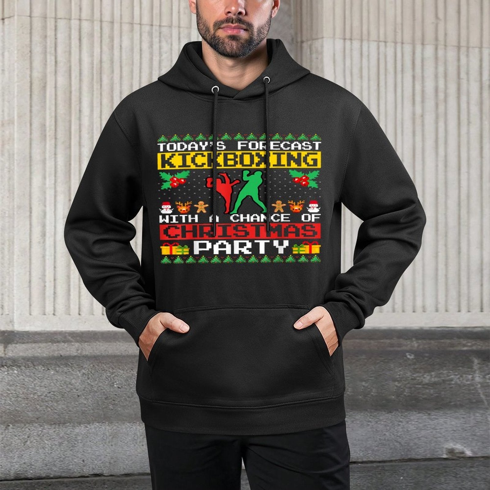 Kickboxing Christmas Party Kickboxer Xmas Ugly Style Durable Construction Hoodie