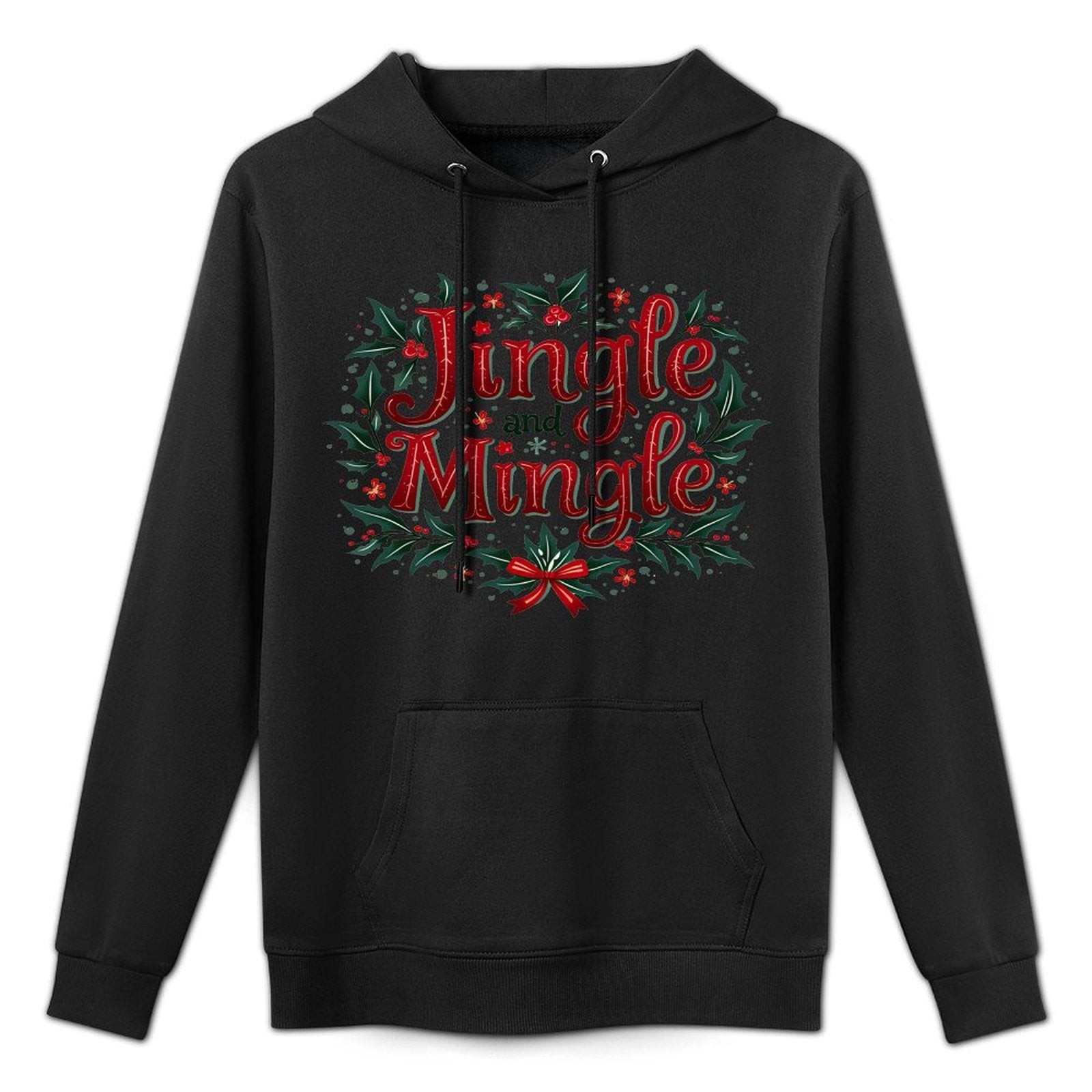Vintage Elegant Jingle Mingle Christmas Party Friends Office Shrink-Resistant Hoodie