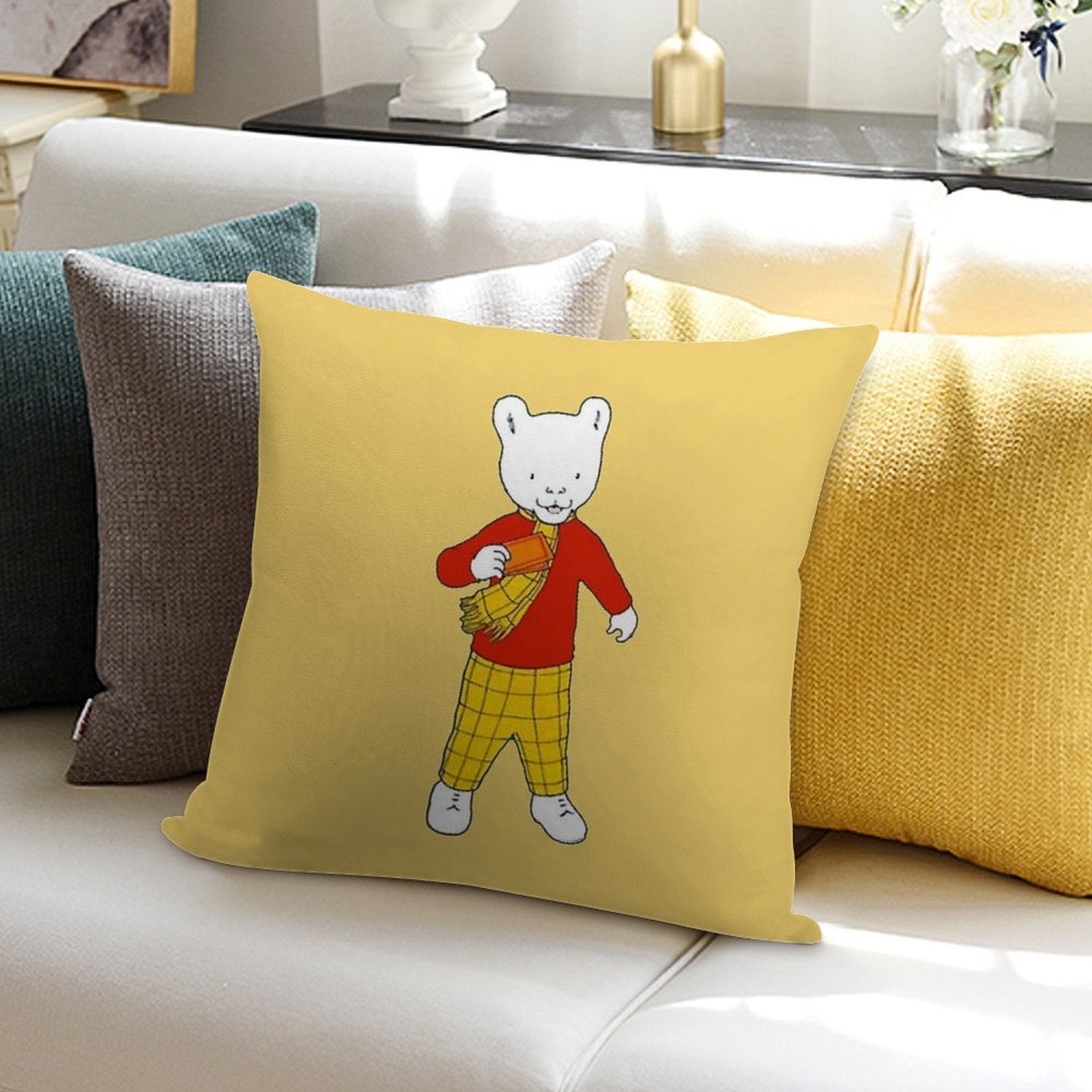 Rupert Bear Soft Short Plush Fabric Throw Pillow