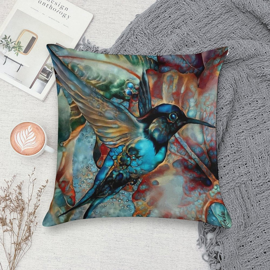 Colibri Des Vignes, Hummingbird, Colibri, Lea Roche Paintings Soft Luxury Feel Throw Pillow