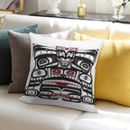 Thunderbird Bear Orca Totem Pole, Coastal Salish Haida Pacific North West Formline Design Native American Soft Fade-Resistant Throw Pillow