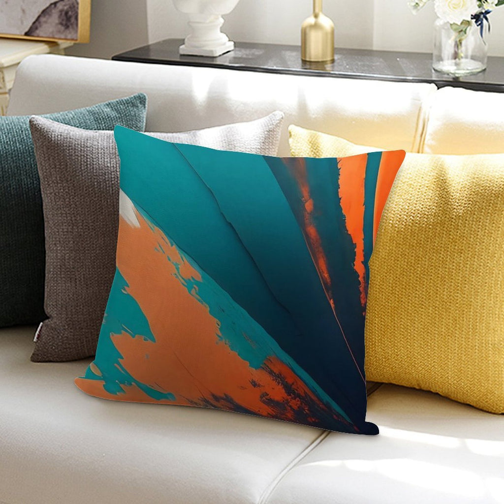 Orange And Teal Abstract 1 Big Soft Decorative Cover Throw Pillow
