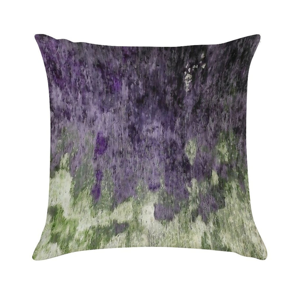 Violet And Olive Abstract Painting Soft Hidden Zipper Throw Pillow