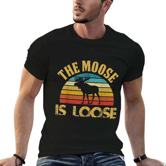 Retro Vintage Moose Is Loose Funny Moose Lover Novelty  Breathable T-Shirt