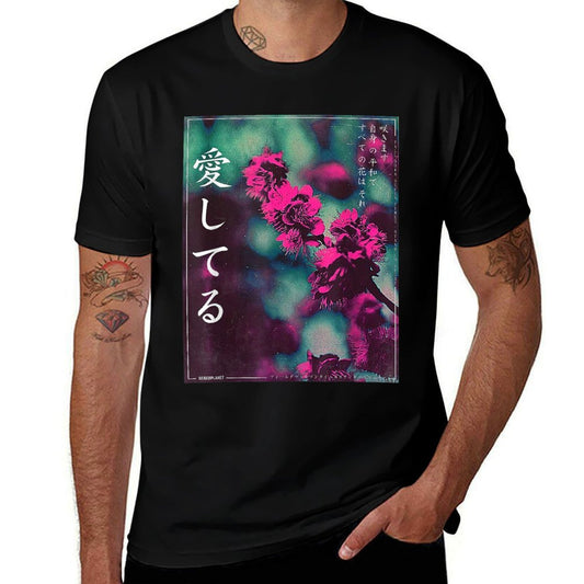 Vaporwave Retro Vibes Flower in Japanese Grunge Aesthetic  Tagless Design T-Shirt