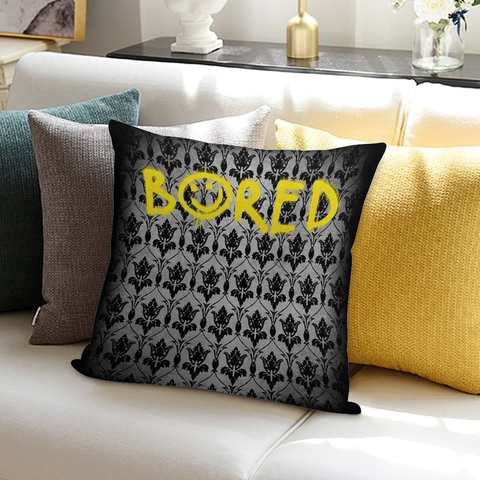 Sherlock - Bored (with Wallpaper) Soft Easy Maintenance Throw Pillow