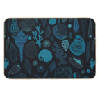 Sea Shells on Dak Blue  Absorbent Bath Mat