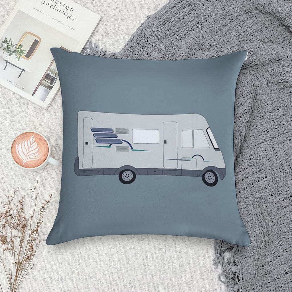 Hymer Motorhome Cartoon Graphic Soft Short Plush Fabric Throw Pillow