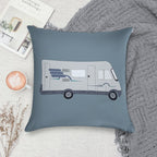 Hymer Motorhome Cartoon Graphic Soft Short Plush Fabric Throw Pillow
