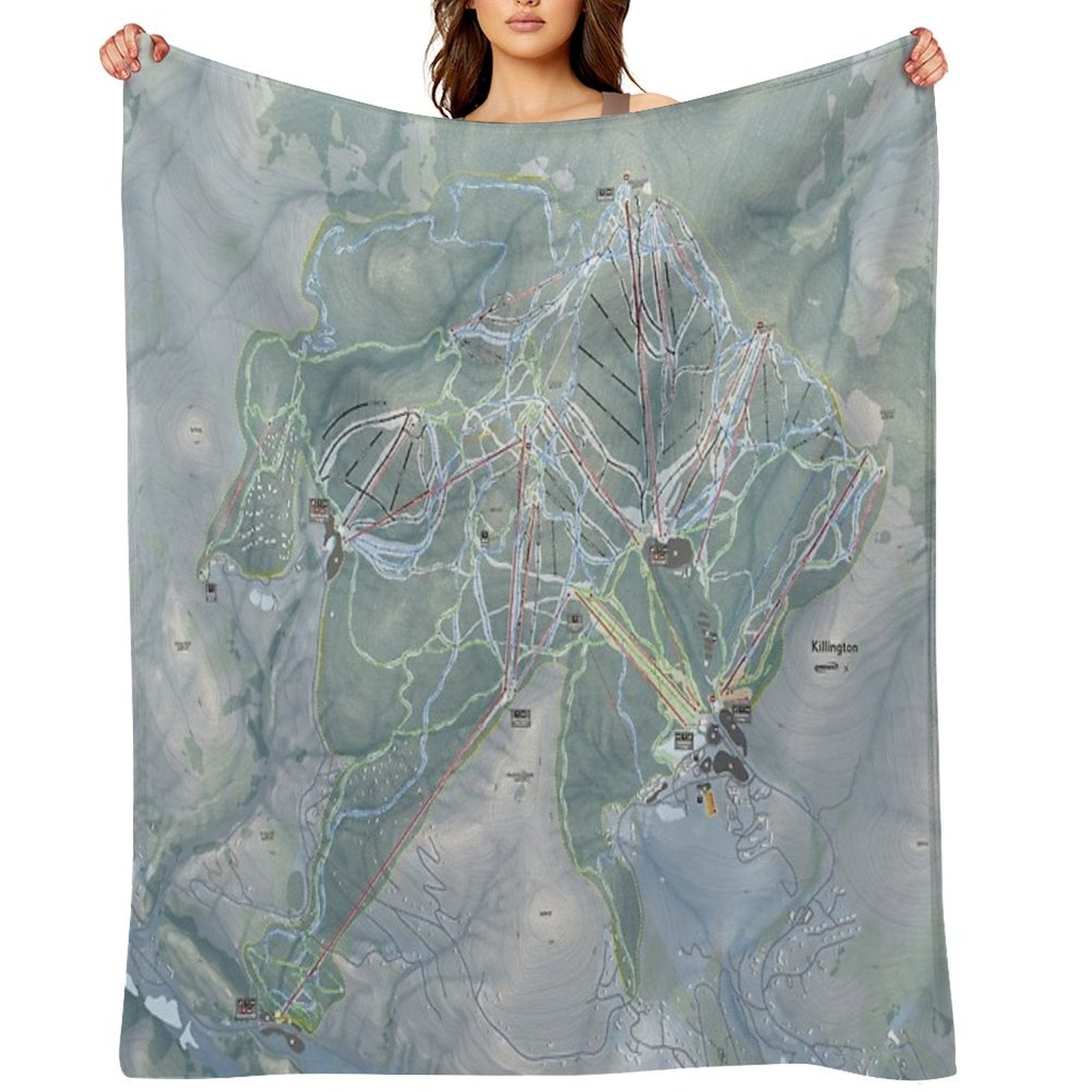 Killington Resort Trail Map Eco-conscious Throw Blanket