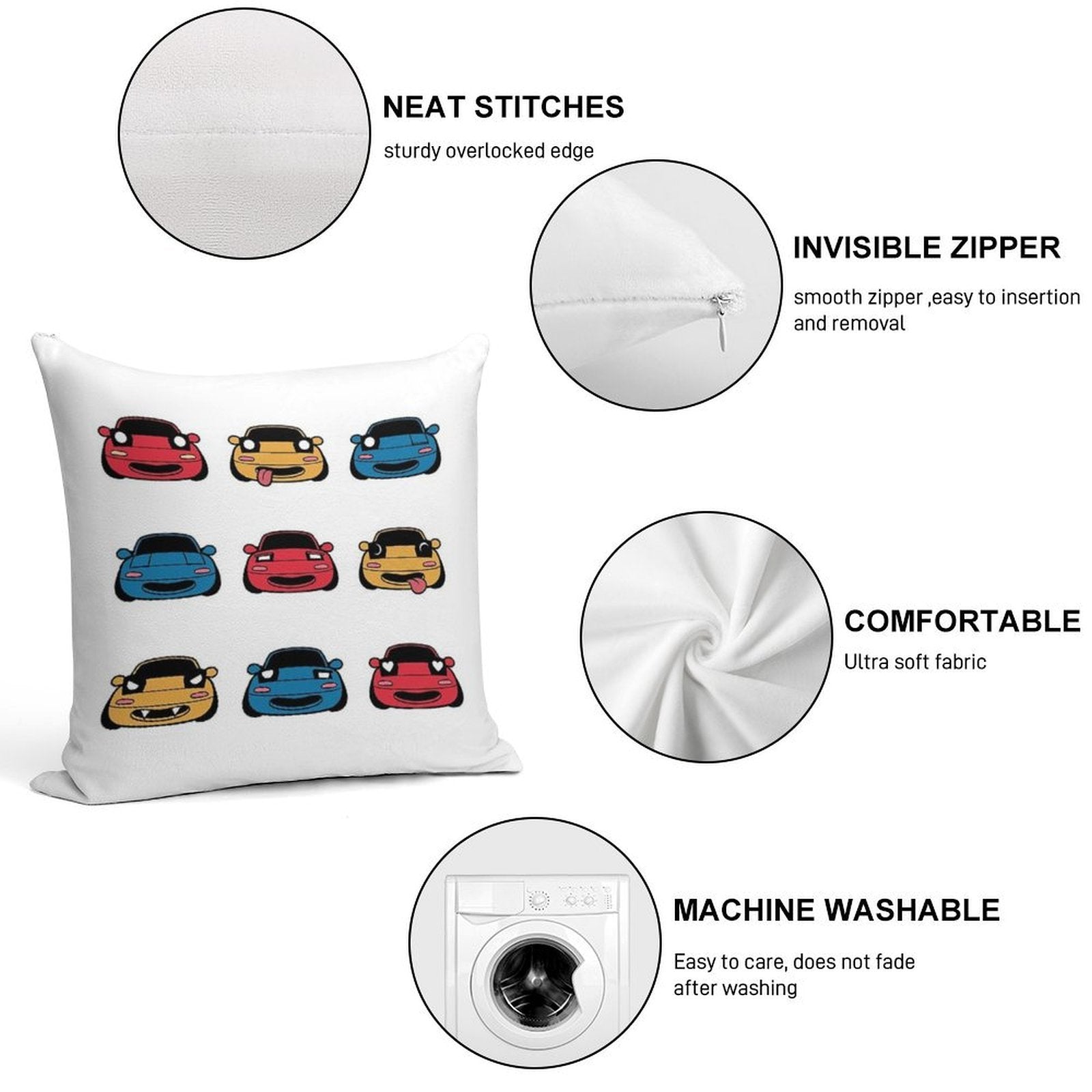 MANY FACES OF MIATA Soft Home Decor Throw Pillow