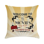 Movie Theater  Admit One Ticket  Cinema Pillow-Red Soft Anti-Pilling Throw Pillow
