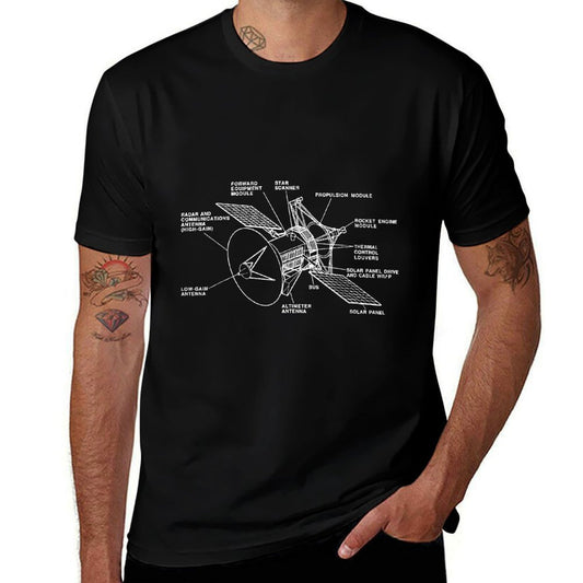Space Satellite Vintage Retro Diagram Chart Blueprint Gift  High-quality Stitching T-Shirt
