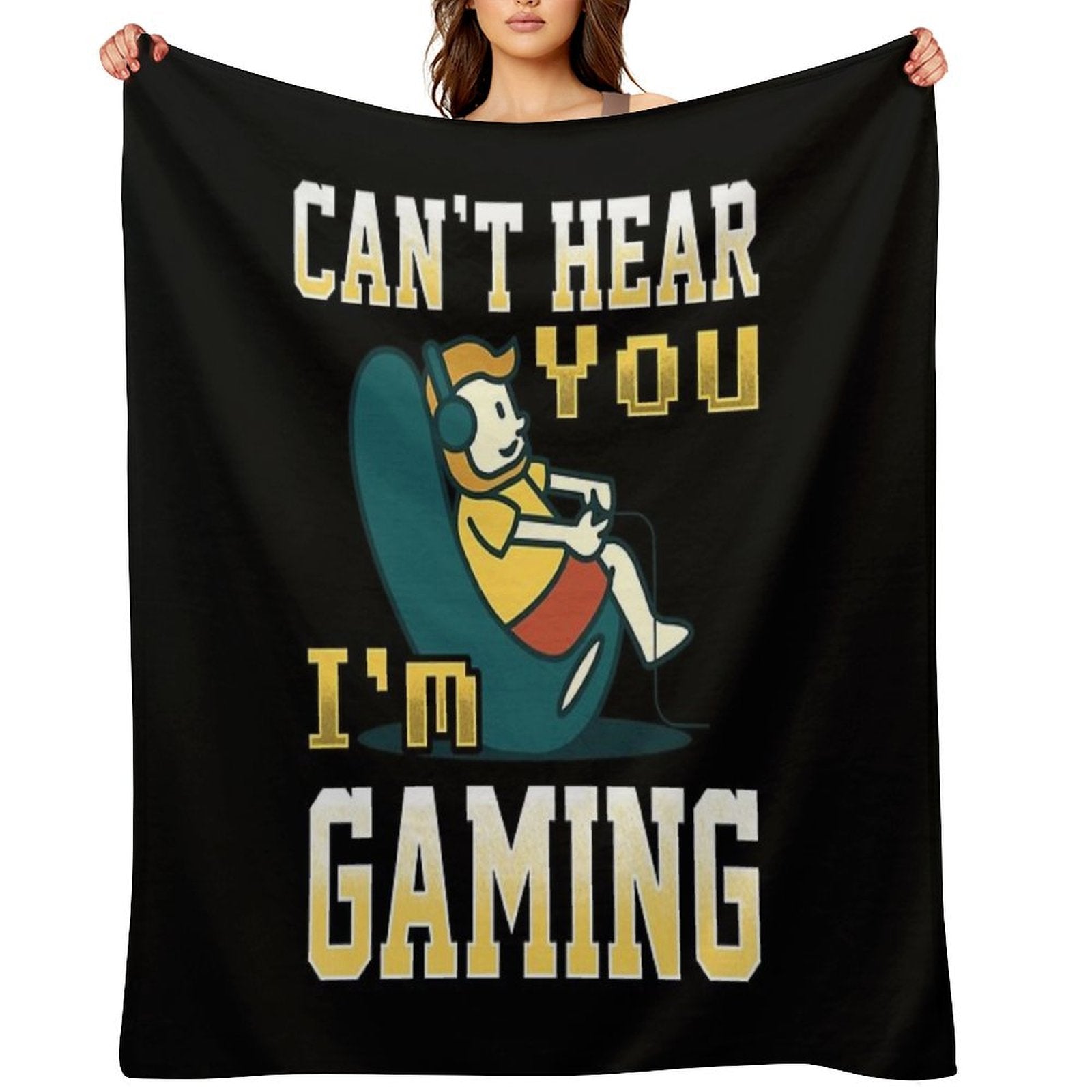 Can't Hear You I'm Gaming Multiplayer Gamer Print Velvety-soft Throw Blanket