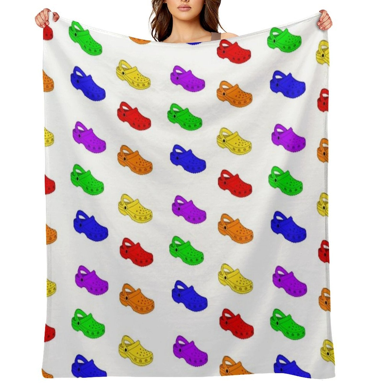 Rainbow Crocs Pack Comfort Throw Blanket