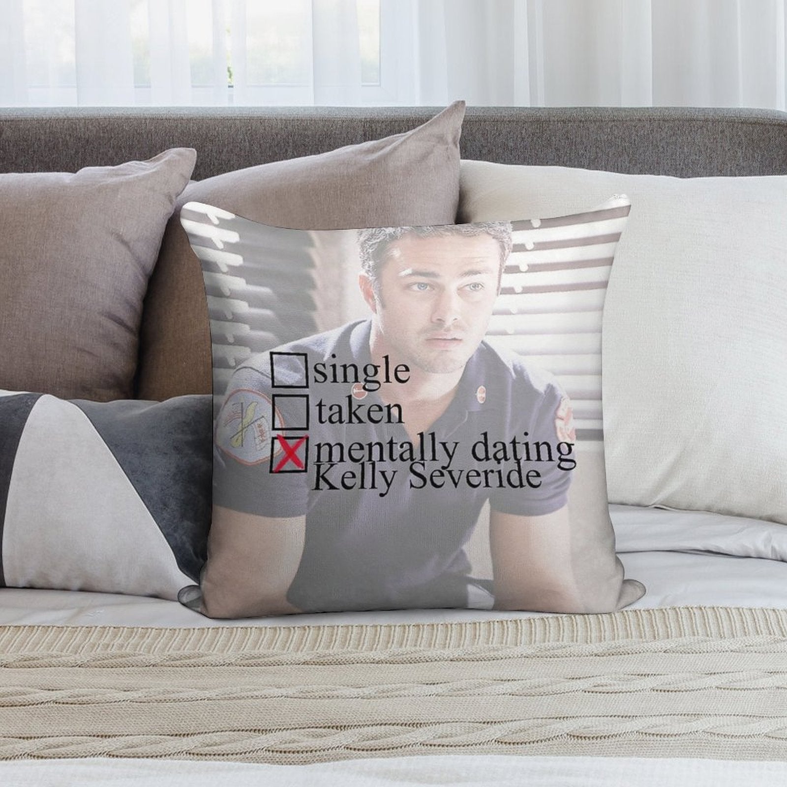 Kelly Severide - Chicago Fire Mentally Dating Soft Washable Throw Pillow