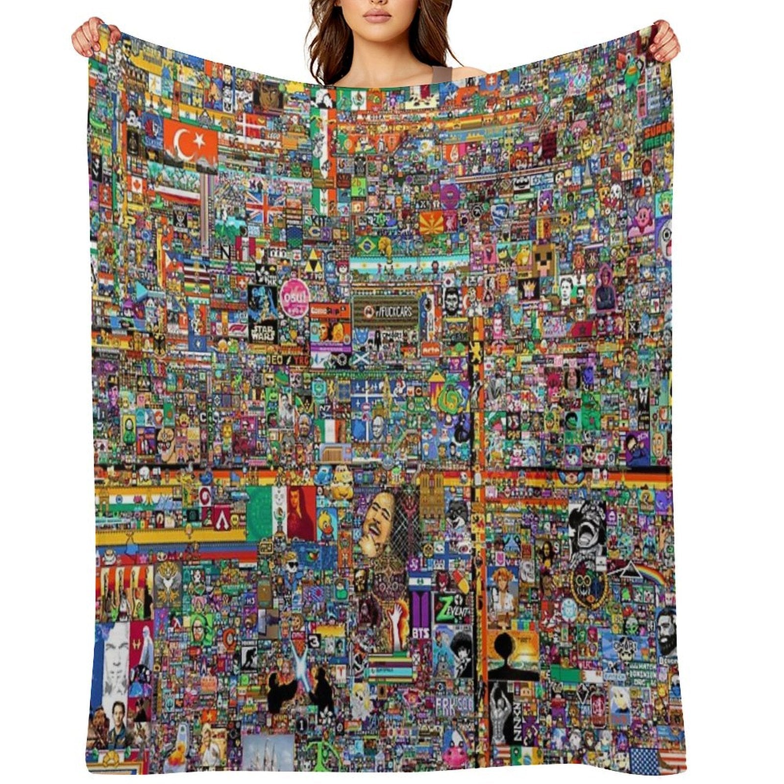 8K R Place 2022 Atlas Final Image Compact Throw Blanket