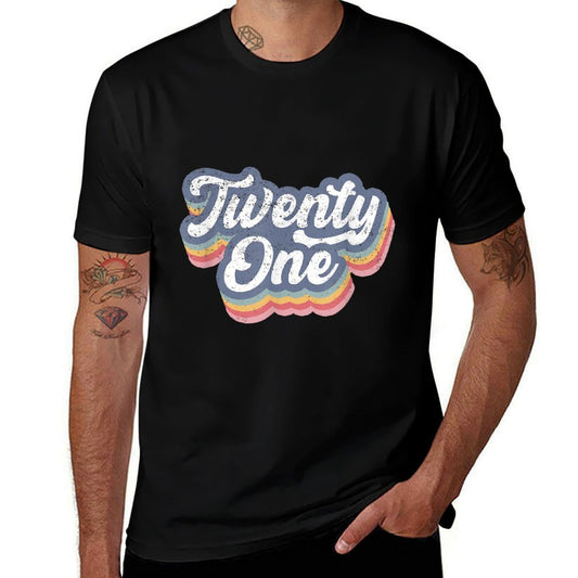21st Birthday For Women Twenty One Est. 2001 Rainbow Retro  Fade-proof Color T-Shirt