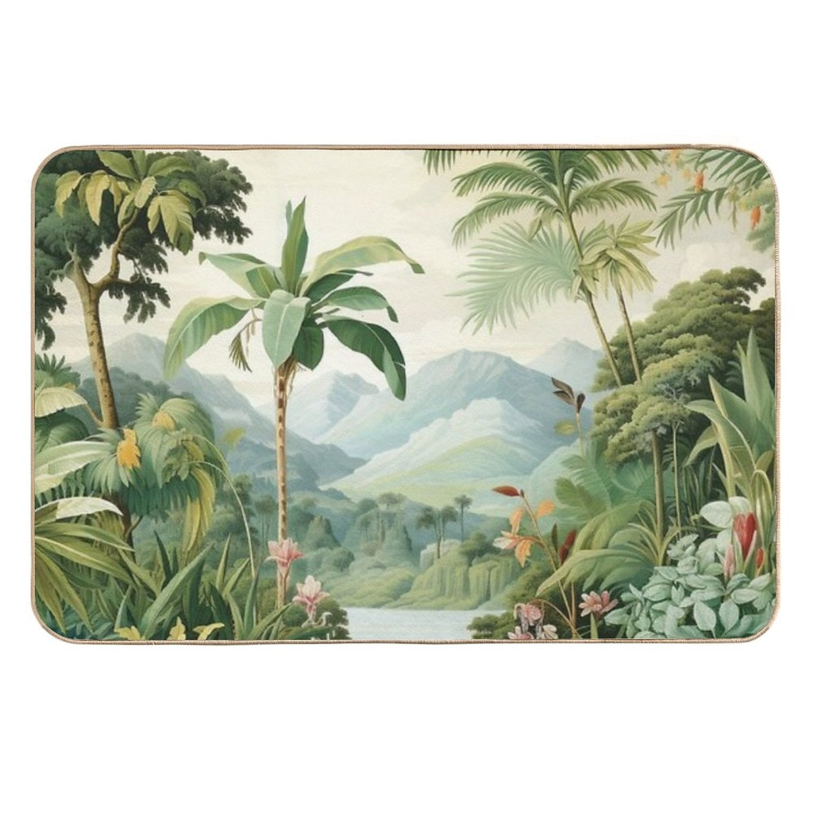 Vintage Tropical View  Toxin-Free Bath Mat