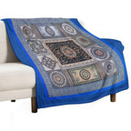 Roman Mosaic - Light Blue Machine-washable Throw Blanket