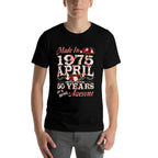 Made In April 1975 Limited Edition 50th Birthday For Women  Ribbed Collar T-Shirt