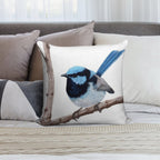 Superb Fairy-wren Soft Washable Throw Pillow