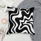 Liquid Swirl Retro Abstract Pattern in Black And White Soft Durable Construction Throw Pillow