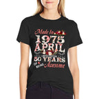 Made In April 1975 Limited Edition 50th Birthday For Women  Ribbed Collar T-Shirt