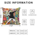 Flower Thrower Pop Street Art Colorful Soft Reinforced Edging Throw Pillow