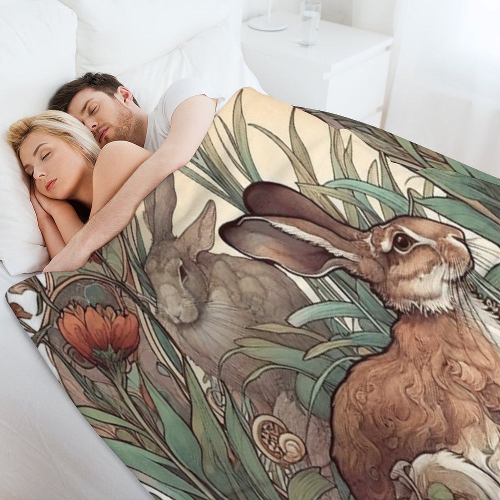 Art Nouveau Wild Hare Compact Throw Blanket