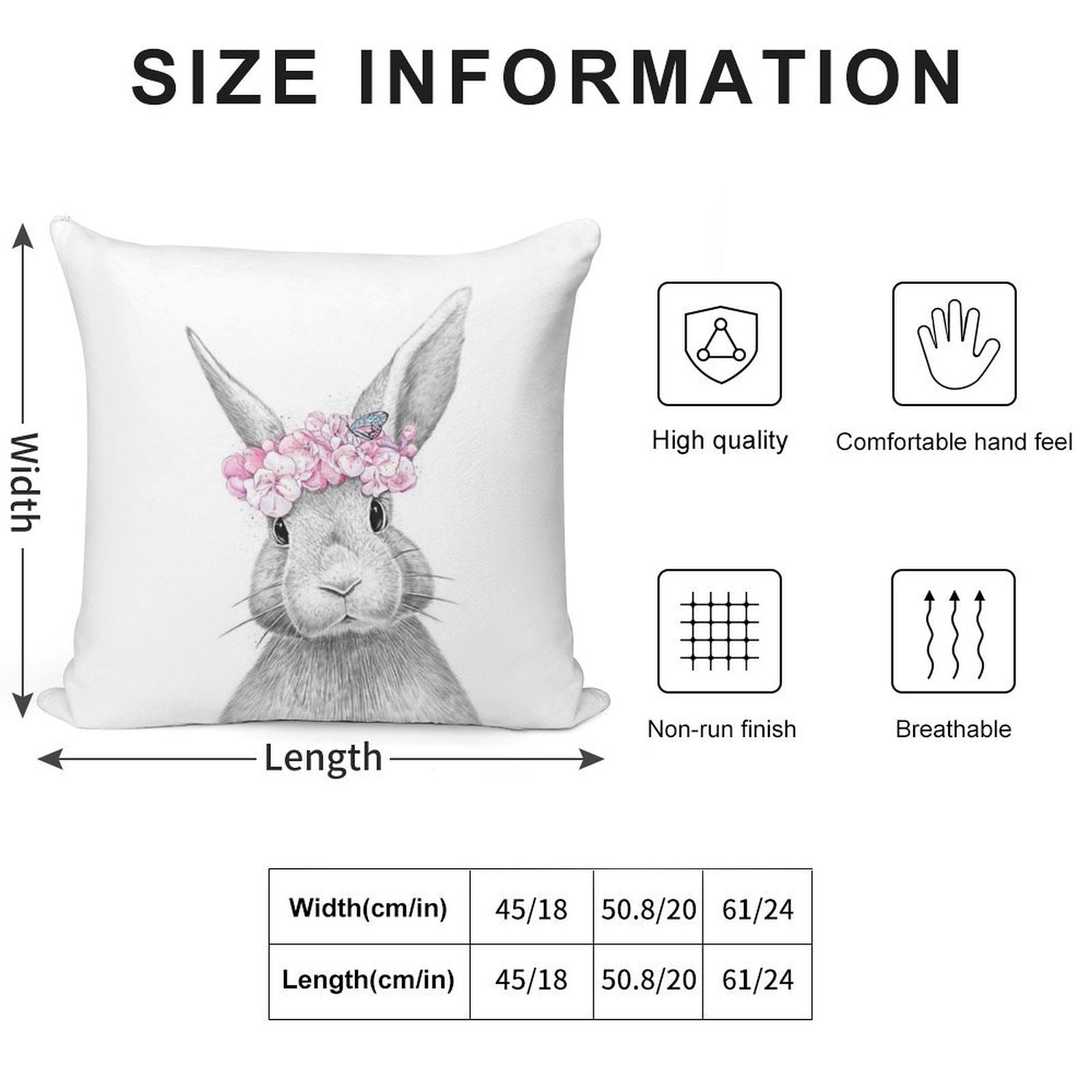 Spring Bunny Soft Luxury Feel Throw Pillow