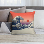 The Great Wave of French Bulldog Soft Easy Maintenance Throw Pillow