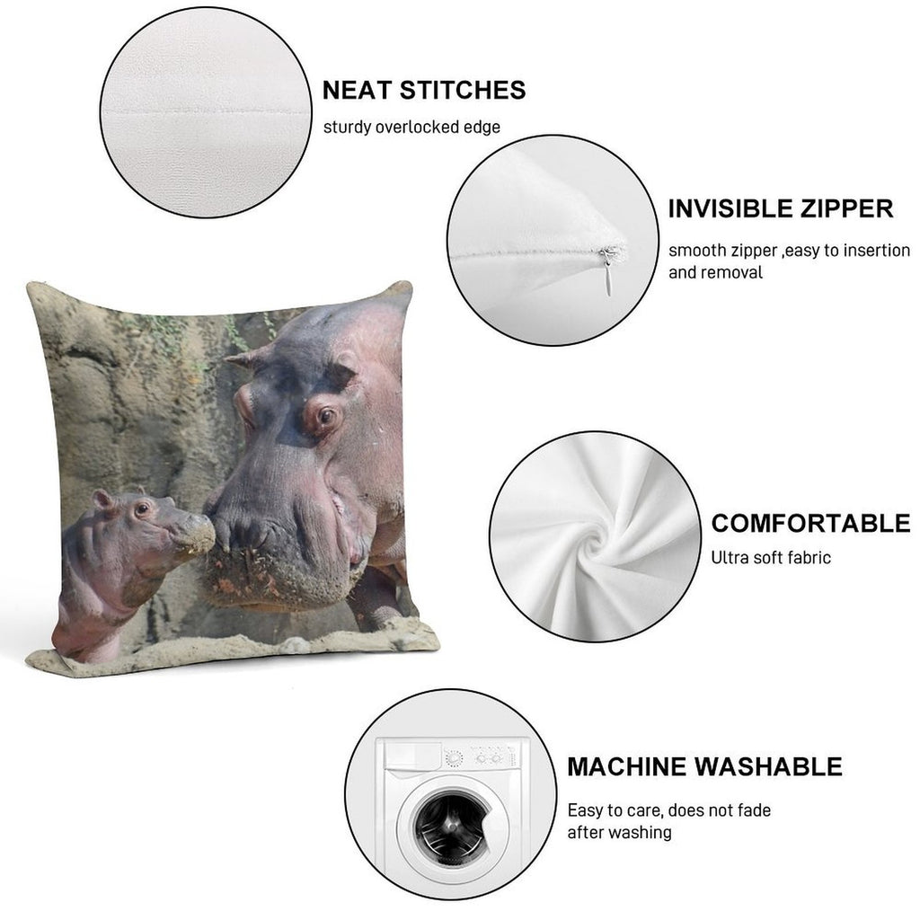 Fritz And Tucker The Hippos at The Cincinnati Zoo Soft Easy Maintenance Throw Pillow