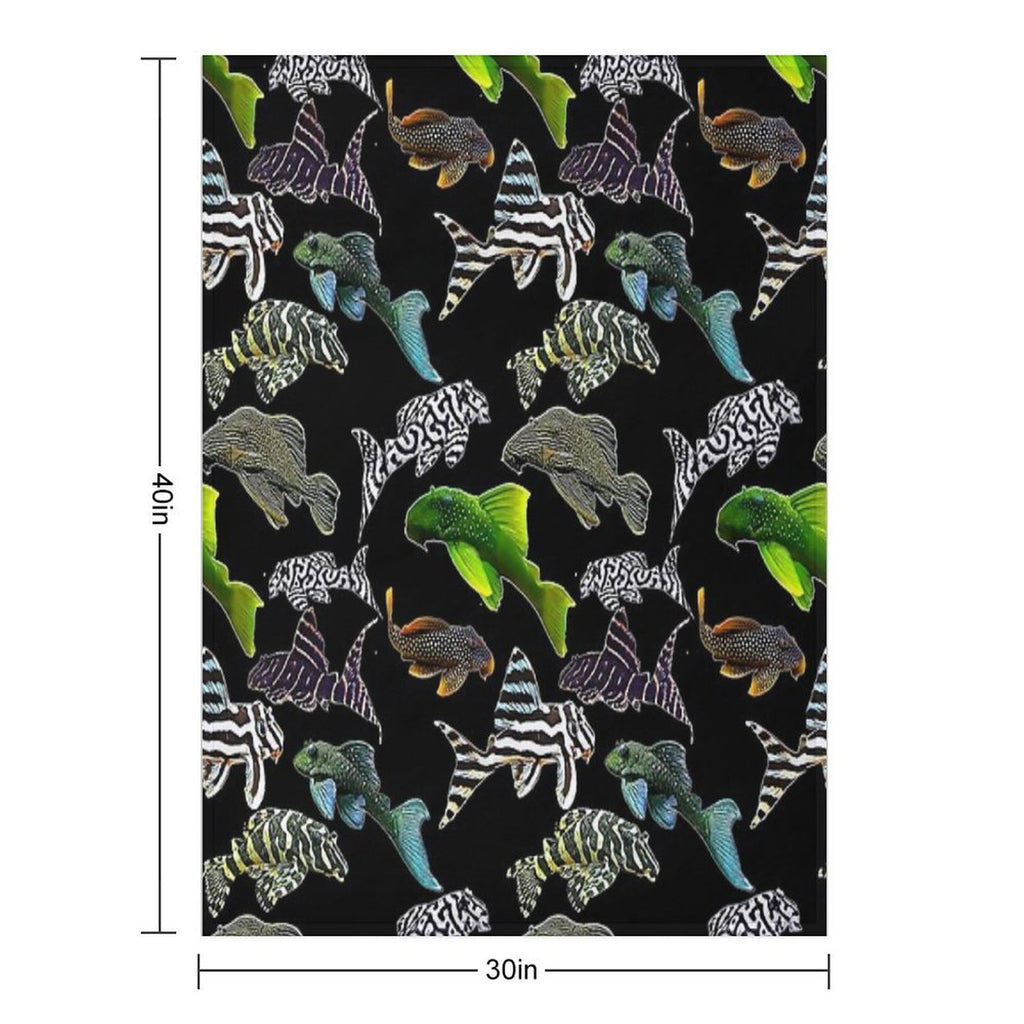 Pleco Collage Dark Shrink-resistant Throw Blanket