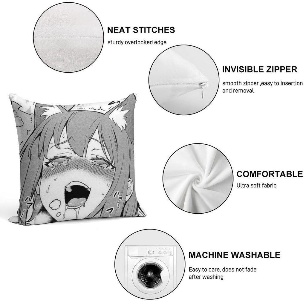 Hentai Girl Soft Reinforced Edging Throw Pillow