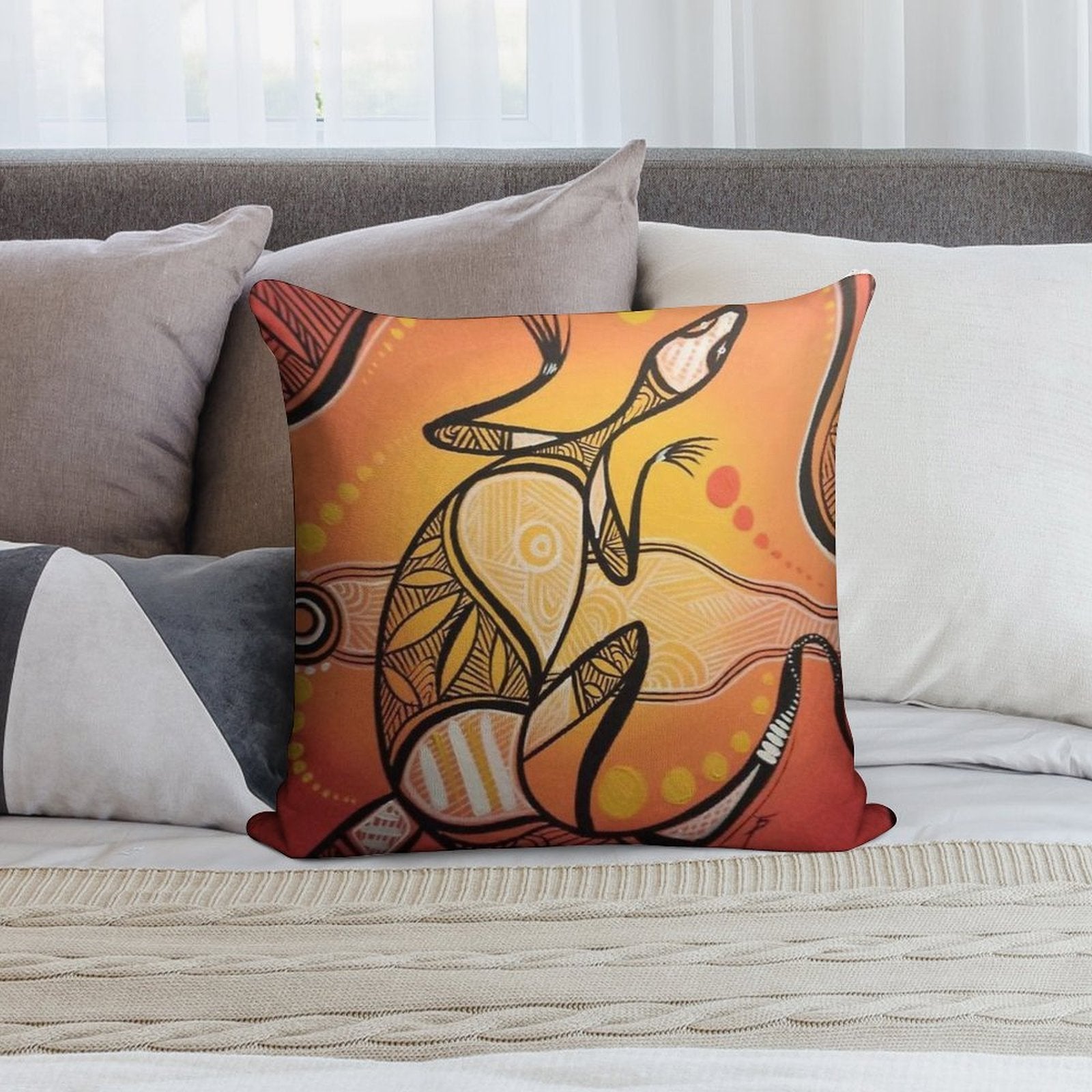 Australian Aboriginal Art Soft Style Accent Throw Pillow