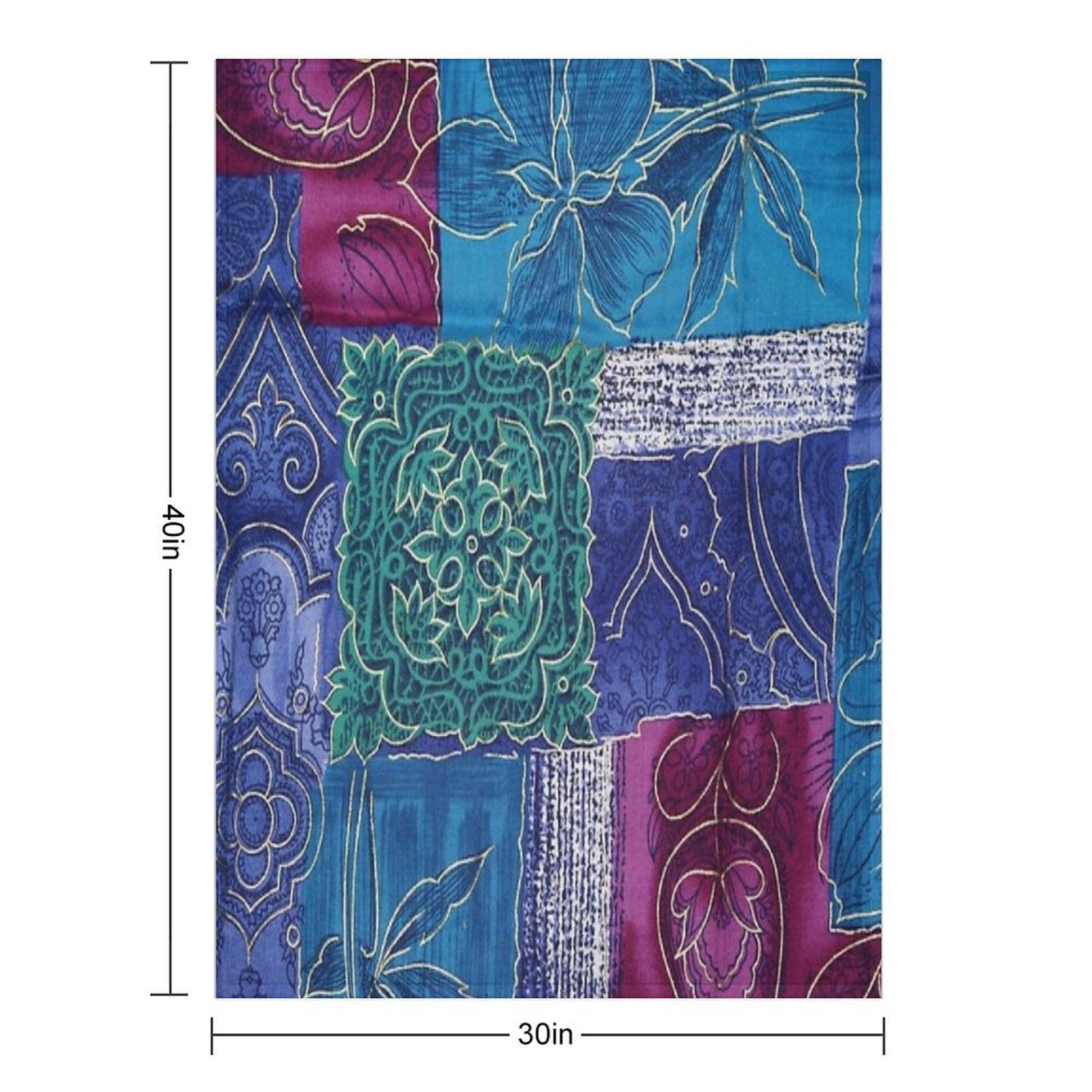 Colored Floreal Patchwork Velvety-soft Throw Blanket