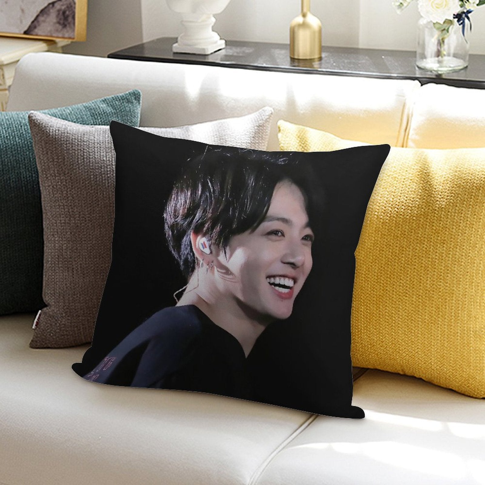 Jungkook on Stage Soft Reinforced Edging Throw Pillow