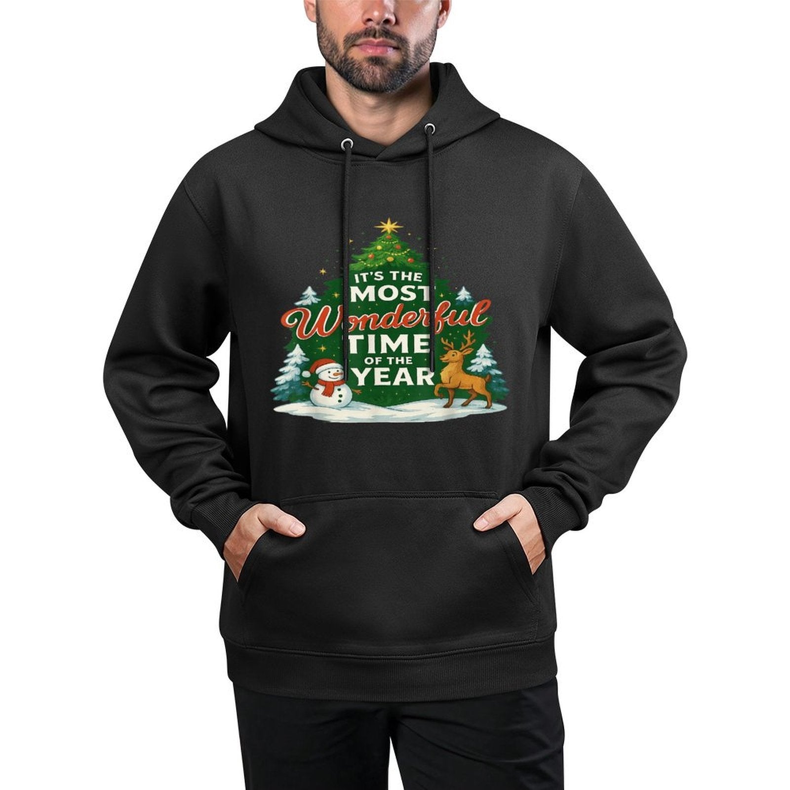 Its The Most Wonderful Time of Year Christmas Funny Santa Medium-Weight Fabric Hoodie