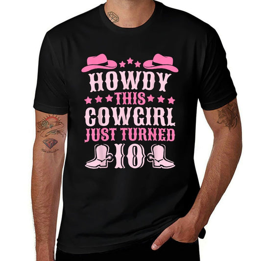 10yr Birthday Cowgirl Western 10 Year Old Girl 10th Birthday  Durable T-Shirt