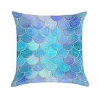 Aqua Pearlescent & Gold Mermaid Scale Pattern Soft Anti-Pilling Throw Pillow