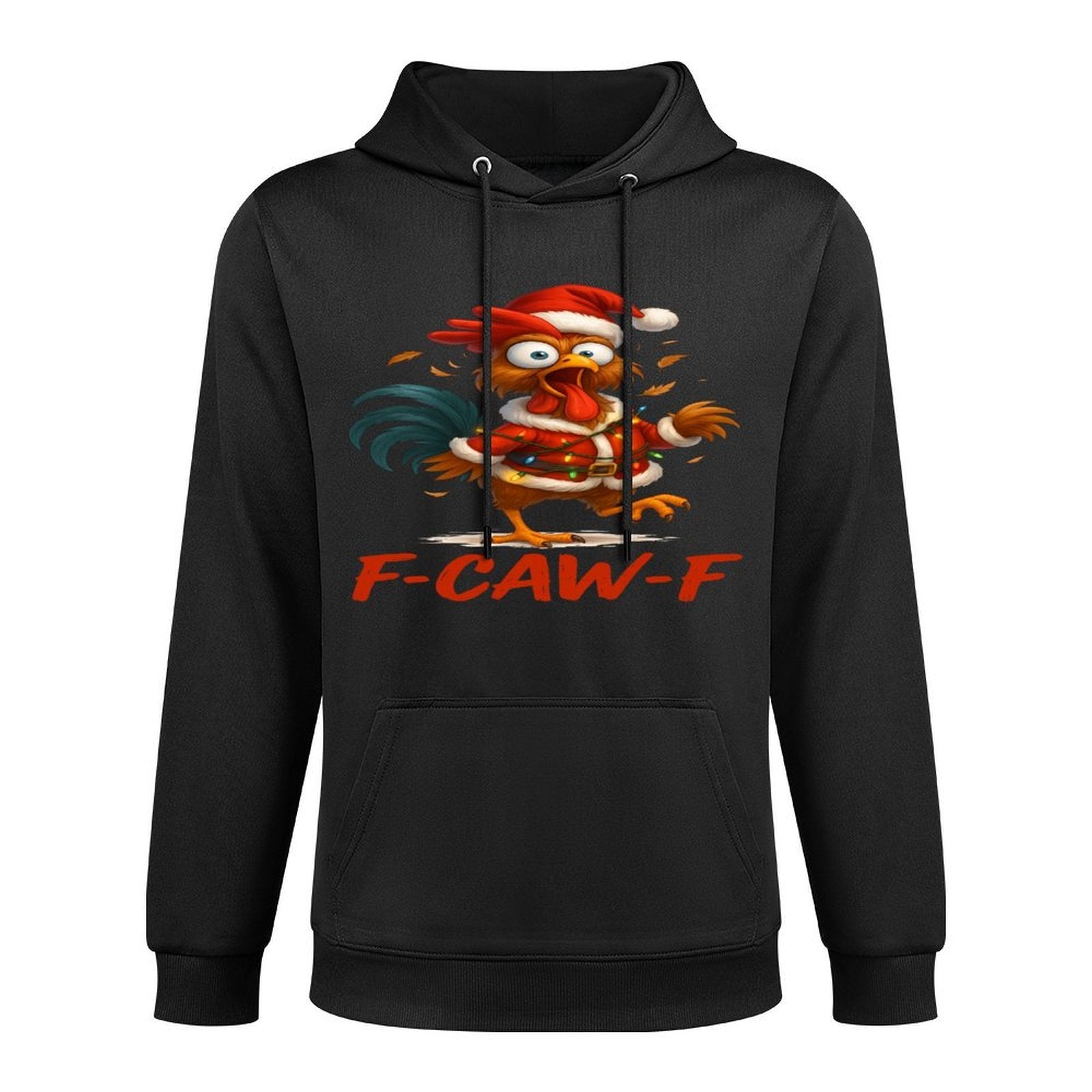 F-Caw-F Funny Chicken Humor Santa Rooster Christmas Lights Sweatshirt Durable Construction Hoodie