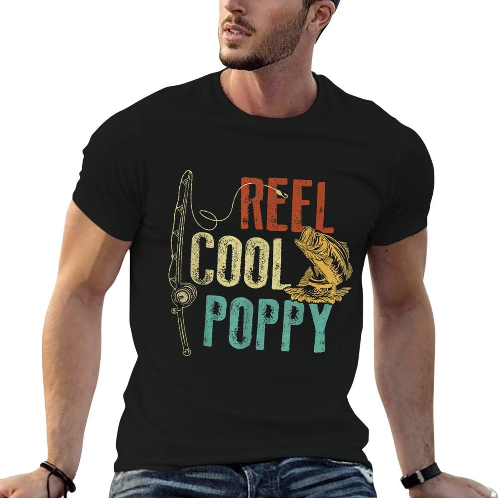 Reel Cool Poppy Fishing Grandpa Gift Fathers Day Fisherman  Moisture-wicking T-Shirt