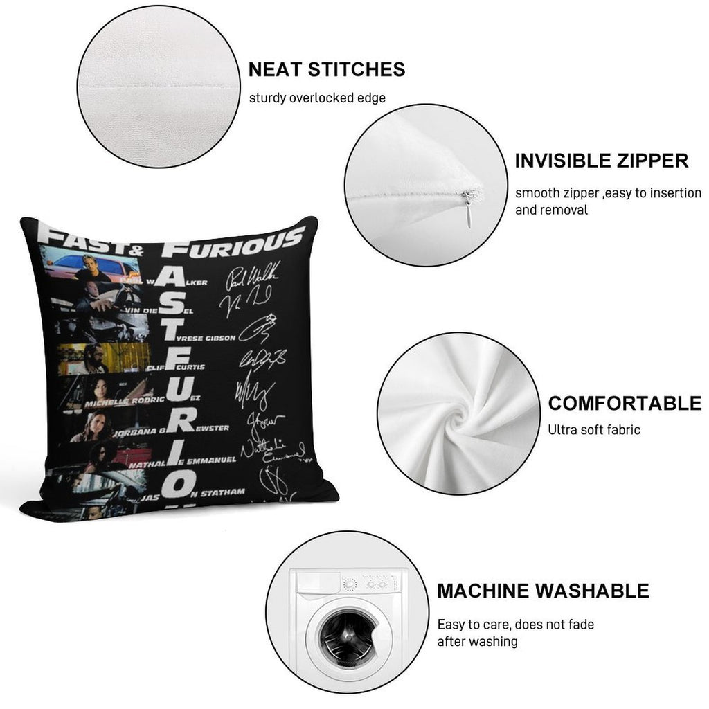 20th Anniversary 2001 2021 Fast Furious Signatures Soft Bedroom Essential Throw Pillow