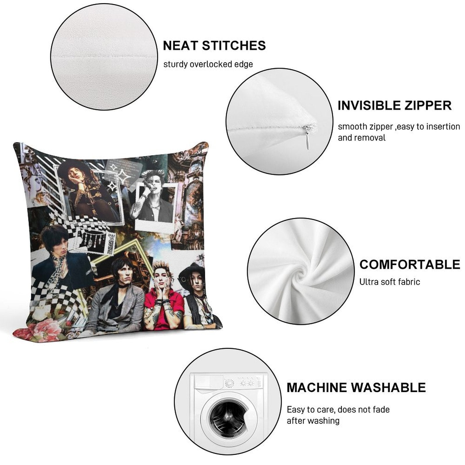 Palaye Royale Mix Up Soft Easy Maintenance Throw Pillow