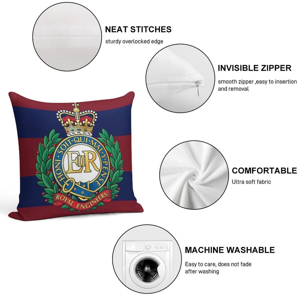 Royal Engineers Cap Badge Soft Hidden Zipper Throw Pillow