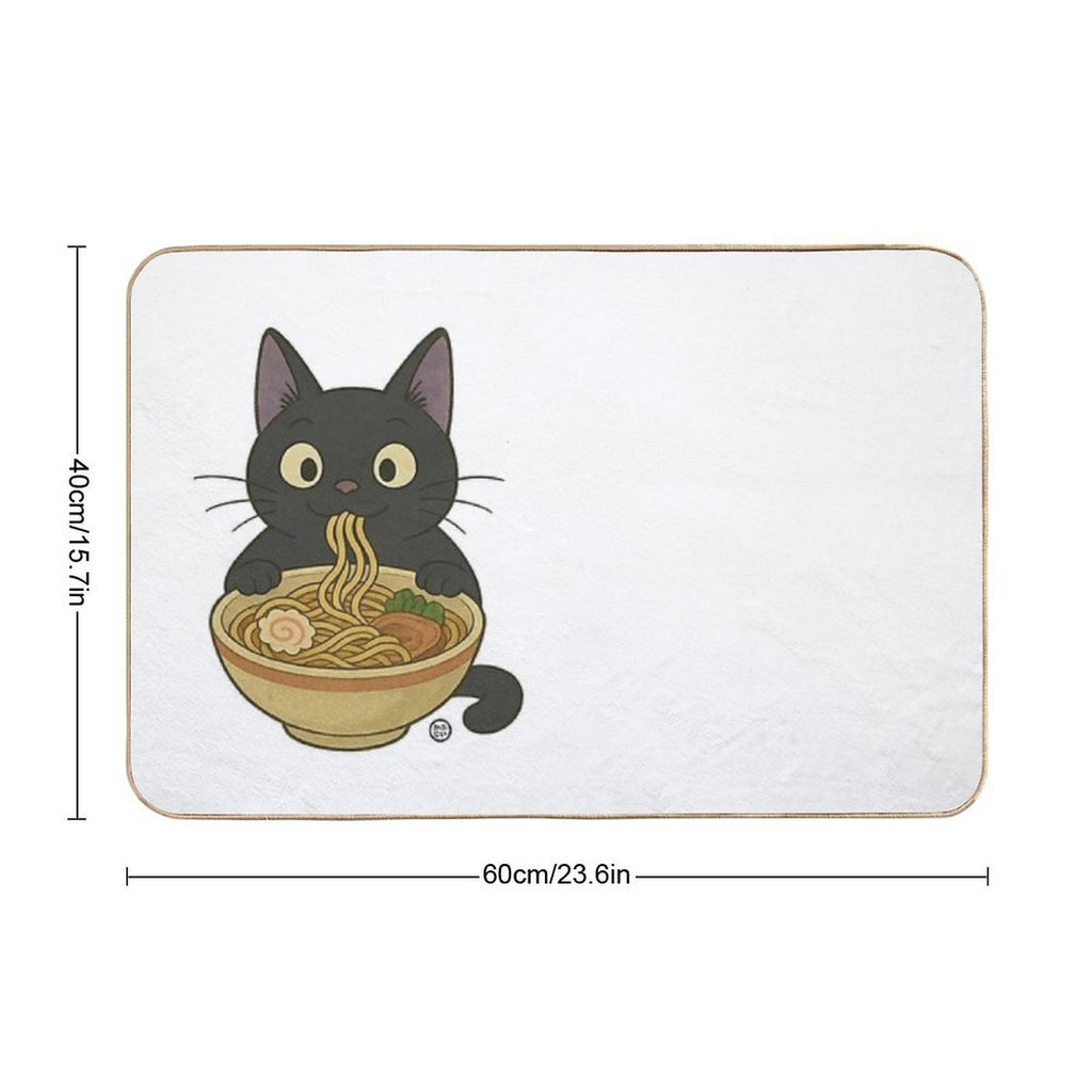 Black Cat Eating Ramen - Noodle Cat Japanese Kawaii Ramen Neko  Toxin-Free Bath Mat