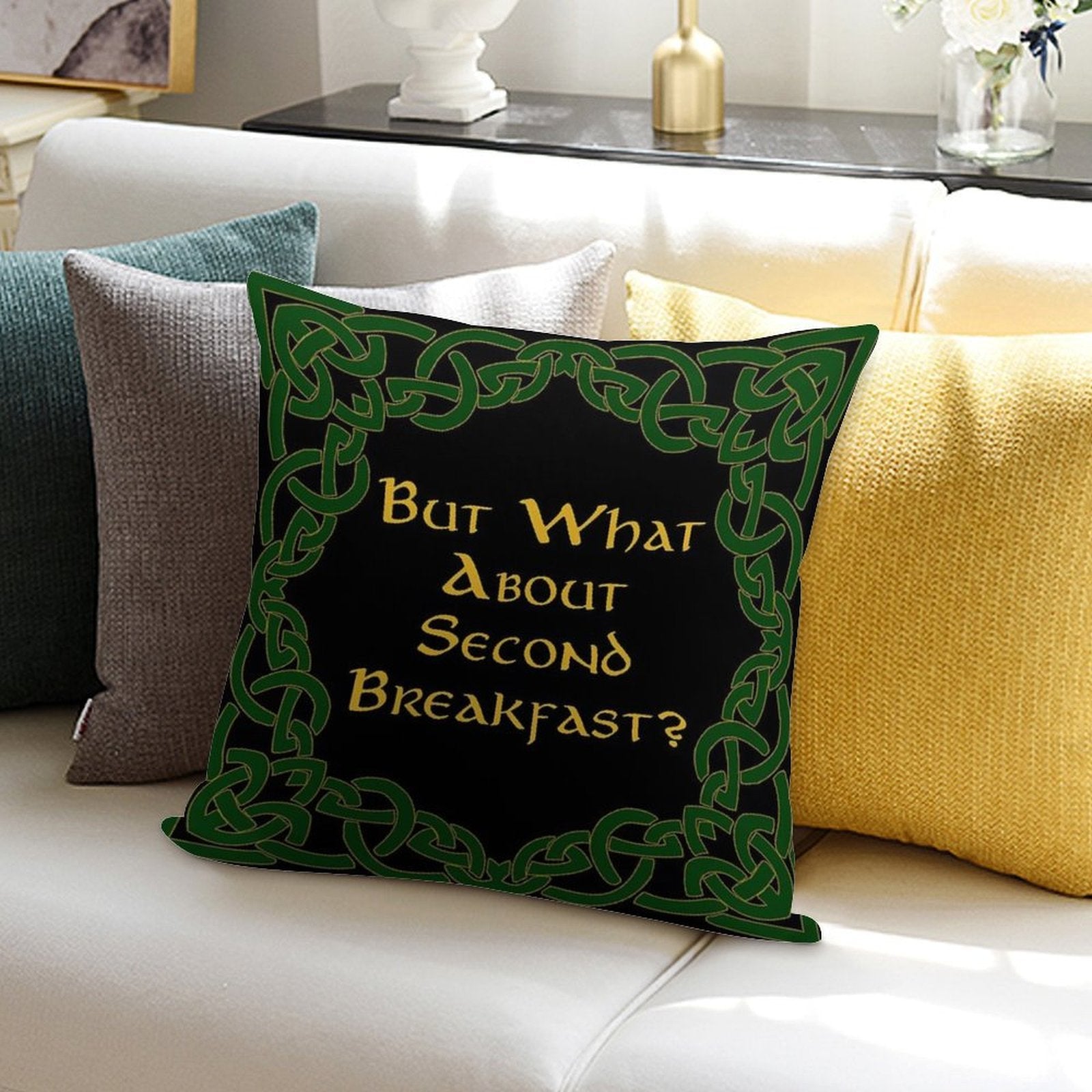 Second Breakfast Soft Washable Throw Pillow