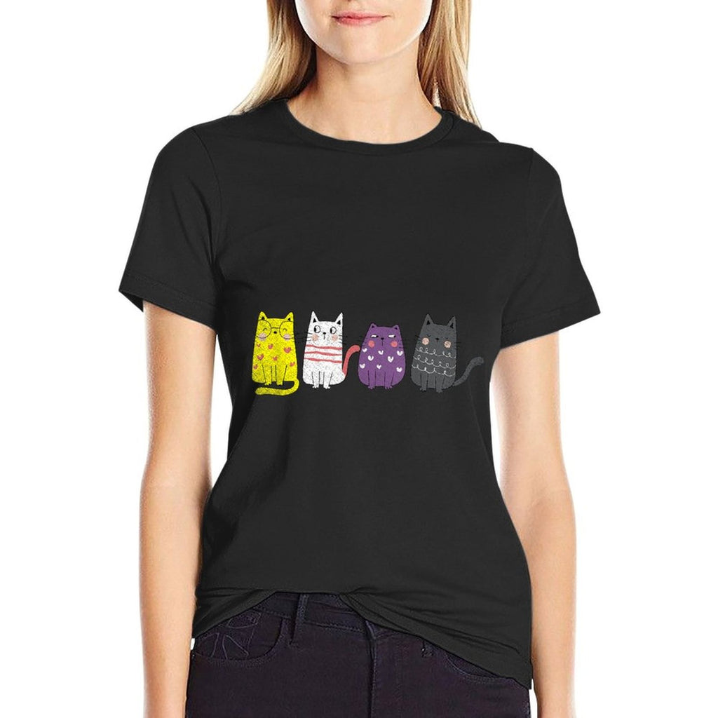 Cute Animal Cat Gift Non Binary Pride Agender Non Binary  Moisture-wicking T-Shirt